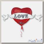 Шар фигура Love Сердце с крыльями