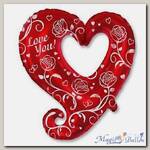 Шар фигура 12 Love You Cердце с розами/FM