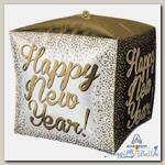 Шар 3D КУБ 15 HNY Горошек золотой G20
