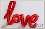 Фольгированная надпись красная «LOVE»