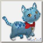 Шар ФИГУРА Кошечка с бантом голубая